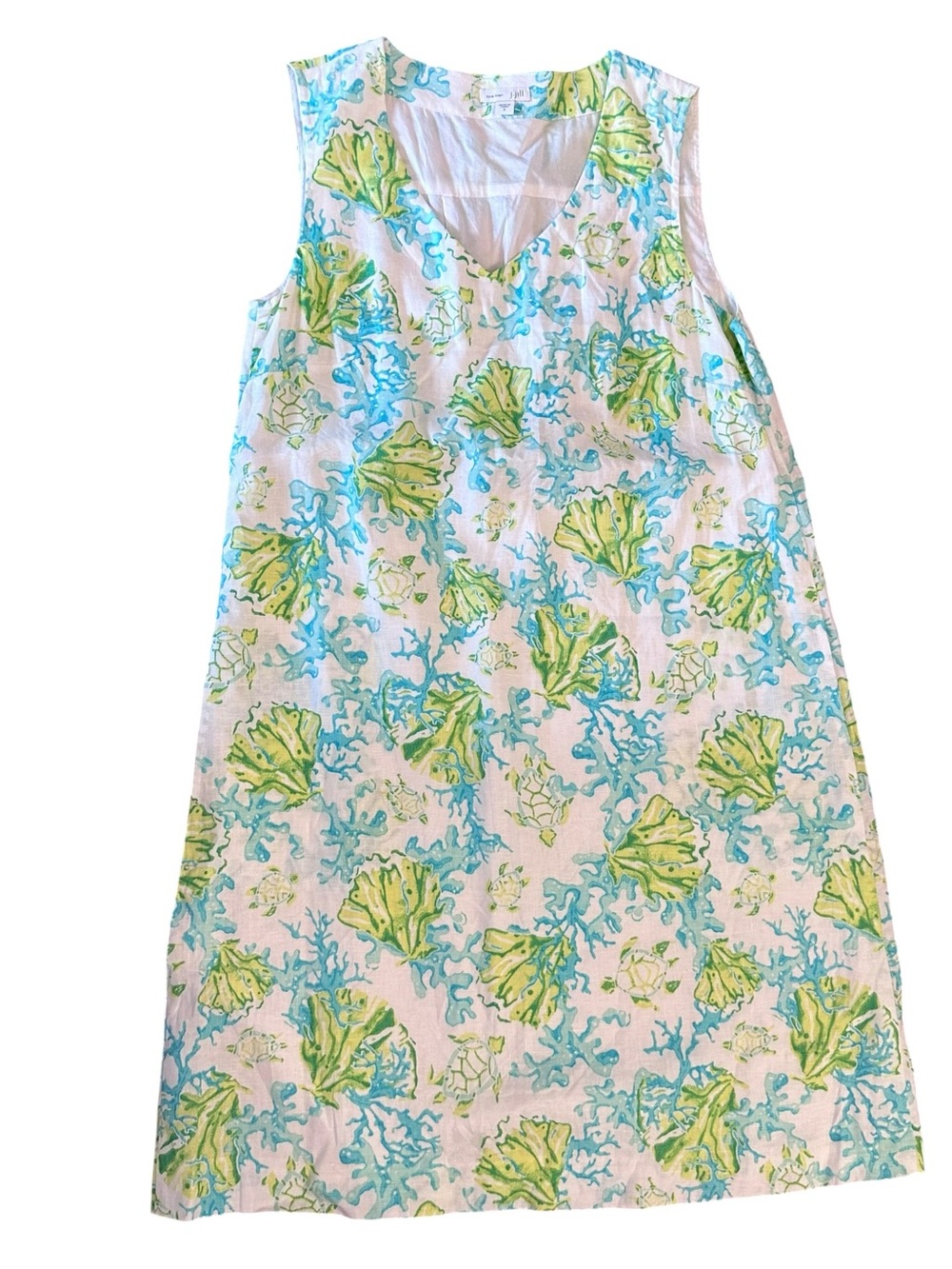 J.Jill J. Jill Ocean Turtle Reed Linen Shift Dress Size Small - Picture 2 of 8